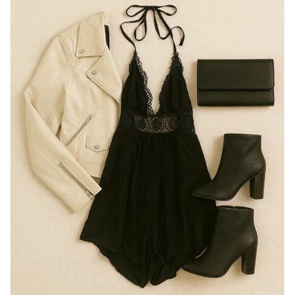 Forever 21 Black Lace Halter Romper - Picture 4 of 5